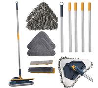 Balai de nettoyage triangulaire 360° mural, nettoyeur de fenêtre long manche, serpillère rotative réglable, multifonction verre/sol