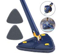 Balai de nettoyage triangulaire réglable rotatif à 360 °Serpillère triangulaire auto-essorante pour sols, murs, fenêtres, escaliers