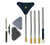 Balai De Nettoyage Triangulaire Rotatif 180°, Balai Triangulaire Microfibre pour Nettoyage Mural Sec Et Humide avec 2 Têtes De Balai pour Maison, Sol, Fenêtre, Mur, Plafond (Tiges télescopiques)
