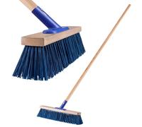 KADAX Balai de rue – long manche bois et nylon, support métal – sable 40 cm