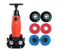 Balai de sol électrique filaire, largeur de nettoyage de 43 cm, double brosse, tête rotative à 360°, idéal pour les sols durs de la maison, du bureau et de l'hôtel, rouge, ensemble de 6 pièc