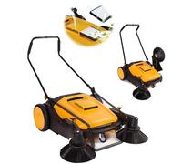 Balai de sol manuel avec poignée pliable - Design sans moteur, conteneur à déchets de 37 litres, couvre 38 000 m² par heure, sans bruit pour une utilisation en intérieur et en extérieur