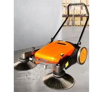 Balai de sol manuel - Fonctionnement sans bruit, conteneur à déchets de 37 litres, 38 000 m² par heure, poignée pliable pour une utilisation en intérieur et en extérieur