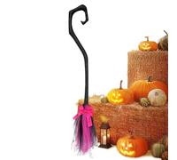 Balai De Sorcière Avec Rubans, Balai De Sorcière D'Halloween De 94 Cm, Accessoire Portable Pour Costume De Sorcières, Balais Magique D'Halloween, Décoration, Cadeau Pour Fête, Photomaton, Rose vif