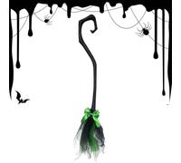 Balai de sorcière - Décoration d'Halloween - 94 cm - Décoration effrayante portable avec ruban pour mur, extérieur, porte, intérieur, cour, porche
