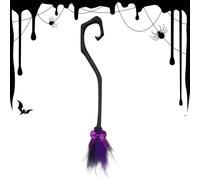 Balai de sorcière d'Halloween, 94 cm, décoration portable effrayante avec ruban pour mur extérieur, porche, cour, maison, intérieur et extérieur