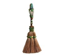 Balai de Sorcière d'Halloween - Accessoires Décoratifs pour Fête | Balai en Naturel pour Wiccan | Décoration avec Crístal Naturel à Pointe, Outil de Nettoyage d'Autēl, Rituels et Cosplay Longueur 30cm