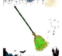 Balai de sorcière effrayant pour Halloween, accessoire de fête avec lumière sonore pour décoration d'intérieur, chambre, cheminée, mur, intérieur, extérieur, cour, jardin, patio, porche