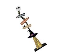 Balai de sorcière en bois pour décoration d'Halloween pour porche, cour, cheminées, décorations d'Halloween, panneaux de sorcière, ornement décoratif en bois éclairé