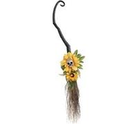 balai de sorcière fleuri à suspendre 95cm orange - générique 22973 Jaune