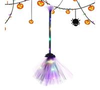 Balai De Sorcière Pour E-nfants En Bas Âge, Balai De Sorcière D'Halloween Avec Lumière LED, Accessoires L-umineux Pour Balais De Sorcières, Accessoires De Cosplay D'Halloween Pour Mascarade, Violet
