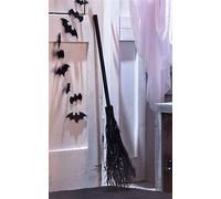 Balai décoratif "Balai de sorcière" noir en brindilles de bouleau, hauteur 90 cm, balai en brindilles, décoration d'Halloween, décoration d'entrée, décoration de jardin pour l'extérieur