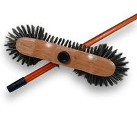 Balai Demi tête Haute qualité | Sortie 50 mm | Bois Vernis | Fibres Pet synthétique Grises |Manche Bois Vernis Teinte Cannelle | Gamme KAROP'S | Longueur 30 cm | Kibros VC120115M2