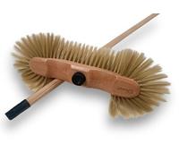 Balai Demi tête Haute qualité | Sortie 60 mm | Bois Vernis | Fibres Pet synthétique Blanches | Manche Bois Brut | Gamme KAROP'S | Longueur 30 cm | Kibros VC120150M