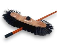 Balai Demi tête Haute qualité | Sortie 60 mm | Bois Vernis | Fibres Pet synthétique Noires |Manche Bois Vernis Teinte Cannelle | Gamme KAROP'S | Longueur 30 cm | Kibros VC120135M2