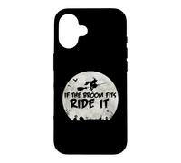 Balai d'équitation sorcière Pleine Lune si Le Balai Convient Coque pour iPhone 16