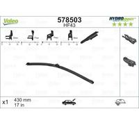 VALEO Hydroconnect Essuie-glace - HF43 Balai d'Essuie-glace Plat 430 mm Haute performance, Visibilité Supérieure sur la Route, Installation Facile - Avant - 1 Balai 578503