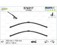 VALEO Silencio Essuie-glace - VF408-1 Paire d'Essuie-glace Plats 700 mm / 700 mm d'Origine de Haute performance, Visibilité Supérieure sur la Route, Installation Facile - Lot de 2 Balais - 574317