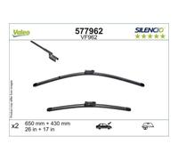 Balai D'essuie Glace Valeo 577962 Silencio Flat Blade Set pour Bmw Peugeot Seat