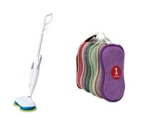 BALAI ELECTRIQUE ET 5 EPONGES NETTOIE TOUT + 1 GRATUITE - Balai vapeur automatique - Double tête rotative - Double-face avec