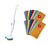 BALAI ELECTRIQUE ET CHIFFONS DE NETTOYAGE MICROFIBRE - Balai vapeur automatique - Venteo - Double tête rotative - Serviettes Tout