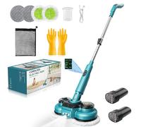 Balai Électrique Sans Fil avec 2 Batteries de 2000 mAh, Balai à Double Rotation avec Pulvérisateur/Phare LED/ Écran Intelligent,Serpillere Electrique avec Réservoir d'eau de 300 ML Pour Sols Multiples