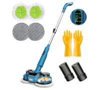 Balai Électrique sans Fil avec 2 Batteries de 2000 mAh, Serpillière Electrique avec Grand Réservoir 300mL, Nettoyeur de Sol avec LED et Pulvérisateur Balai Rotatif Léger pour Parquet & Carrelage