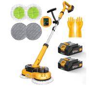 Balai Électrique sans Fil avec Batteries 2000mAh 2 Batteries Balai à Franges avec Fonction de Pulvérisation Vadrouille Électrique avec 4 Pads Électrique avec Réservoir d'eau de 400ML et Éclairage LED