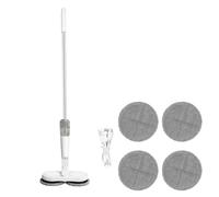 Balai électrique sans fil Dual Spin avec rotation de la tête flexible à 180 °, 4 serpillères / pulvérisateur d'eau, avec réservoir d'eau de 200 ml pour plusieurs étages