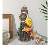 Balai en Cannelle, 19cm Mini Balai Décoratif d'automne avec Fleurs Séchées, Tranches de Citron Balai de Sorcière Fait Main pour Mariage, Autel, Samhain, Halloween et Décoration de Récolte, Orange