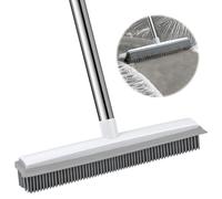 Balai en Caoutchouc à Long Manche de 130 cm, Brosse de Sol, Rubber Broom avec Poignée Réglable pour Enlever Les Poils d'animaux de Compagnie, pour Les Sols, Les Carreaux, Les Fenêtres et Le Jardin