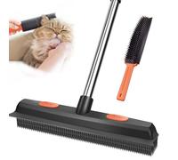 Balai en caoutchouc avec manche - 134 cm - Balai intérieur en silicone avec raclette pour nettoyer les poils des tapis, des fenêtres, des carreaux, des sols en bois dur