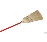 Balai en paille de riz pour enfants avec manche en bois peint rouge