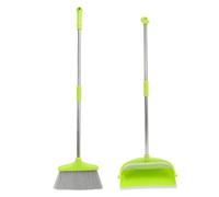 Balai et Pelle à Poussière en Acier Inoxydable, Rangement Vertical | Pelle Plastique Coupe-vent Peigne Intégré, Nettoyage Sol, pour Bois, École et Garage
