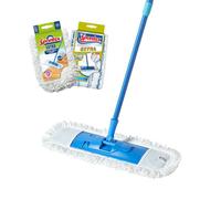 Balai extra-plat Balai microfibre polyvalent pour balayer et laver Longueur réglable (80-140 cm) Nettoie les sols stratifiés, p