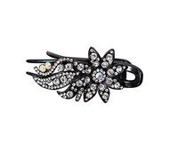 Balai Feuille Clip Cheveux Femmes Flexible Queue D'aronde Conception Strass Clip Fleur Accessoire De Cheveux Amovible Fourrure (White, One Size)