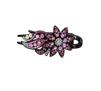 Balai Feuille Clip Cheveux Femmes Flexible Queue D'aronde Conception Strass Clip Fleur Accessoire De Cheveux Amovible Fourrure (Red, One Size)