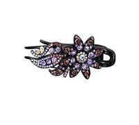 Balai Feuille Clip Cheveux Femmes Flexible Queue D'aronde Conception Strass Clip Fleur Accessoire De Cheveux Amovible Fourrure (Purple, One Size)