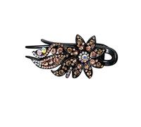 Balai Feuille Clip Cheveux Femmes Flexible Queue D'aronde Conception Strass Clip Fleur Accessoire De Cheveux Amovible Fourrure (Gold, One Size)