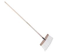 Balai Feuilles et Gazon Bois/Acier, 16 Dents, Kiwi