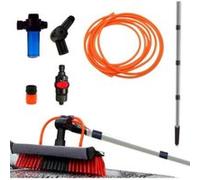 STARLYF Rouge/Noir 3,6 mètres Telescopic HYDROCLEANER, Brosse à Eau de Lavage - Manche télescopique - Brosse avec éponge et raclette - Adaptateur d'angle Pro - Distributeur de Savon