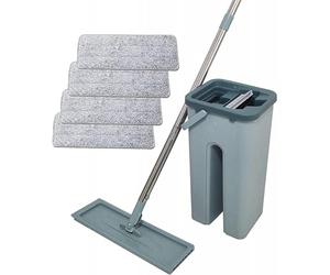 Balai Magique - VENTEO - Balai Extra Large et pivotante 360° - Seau à 2 Compartiments Nettoyage et Essorage - 4 lingettes Microfibre