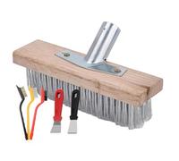 Balai métallique - 20/30/50 cm - Brosse de sol en fil d'acier résistant aux rayures | Balai de nettoyage extérieur antirouille avec manche en bois, brosse à poils métalliques pour pelouse, terrasse et