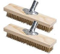 Balai Métallique 30cm avec Prise Support en Métal Robuste pour Balai en Bois pour Anti Mousse Toiture,Mauvaises Herbes, Taches Tenaces Brosse Métallique pour Piscine Manche Non Inclus - 2 Pièces