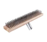 Balai métallique à pousser | Balai métallique portable | Brosse à gratter réutilisable | Balai métallique pour sol pour mousse | Balai de jardin avec manche en bois | Brosse à gratter avec