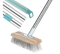 Balai métallique robuste de 175,3 cm avec poignée amovible, brosse rigide en acier inoxydable pour terrasse d'extérieur, balai multifonction pour surfaces rugueuses, béton, sol, terrasse, garage