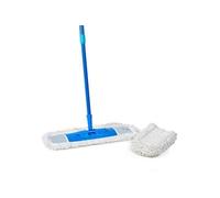 Spontex Balai extra-plat | Balai microfibre polyvalent pour balayer et laver | Longueur réglable (80-140 cm) | Nettoie les sols stratifiés, planchers et carrelages | 2 recharges