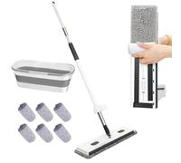 Balai plat - Grand outil de nettoyage avec long manche | Balai de sol domestique pour bois dur, carrelage, tapis, salle de bain, garage, appartement, dortoir, maison, salon, chambre et entretien
