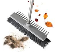 Balai poussoir d'extérieur robuste avec râteau, brosse de jardin double face de 127 cm et râteau pour feuilles, herbe et débris, balayeuse à long manche pour patio, allée, terrasse et garage
