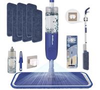 Balai pulvérisateur pour nettoyage des sols avec 6 tampons lavables en microfibre humide et sec avec flacon rechargeable de 500 ml pour la maison, la cuisine, le parquet, le stratifié, les carreaux de